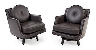 Edward Wormley (American, 1907-1995), DUNBAR, c. 1956, a pair of revolving lounge chairs, model no. 5609