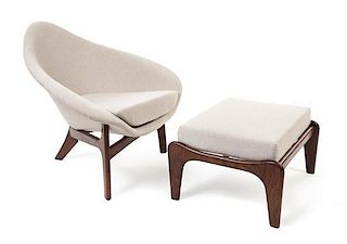 Adrian Pearsall (American, 1925-2011), CRAFT ASSOCIATES, c.1965, a lounge chair and ottoman