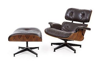 * Charles and Ray Eames (American, 1907-1978; 1912-1988), HERMAN MILLER, a 670 lounge chair and 671 ottoman