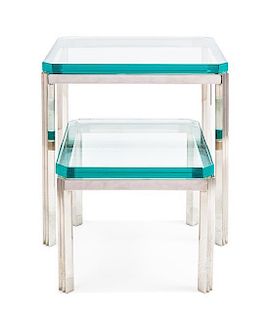 Attributed to Pace, USA, 1970s, a pair of low nesting tables
