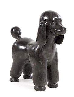 * American, c.2000, a carved stone poodle
