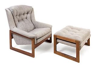 * Scandinavian, c.1960, a Papa Bear style lounge chair and ottoman