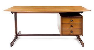 * Danish, c.1960, partner's desk, with three drawers