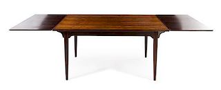 Danish, c.1960, a rosewood extension dining table