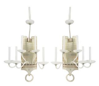 Italy, MURANO, c.1980, a pair of glass and metal six-light sconces