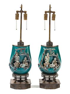 Marcello Fantoni, (Italian, 1915–2011), a pair of Chinese scholar lamps, c.1950