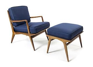 * Carlo de Carli (Italian, 1919-1999), SINGER & SONS, c.1950, an arm chair, model no. 114, and ottoman, model no. 143