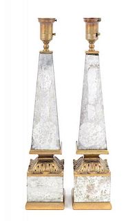 Hollywood Regency, MID 20TH CENTURY, a pair of obelisk lamps