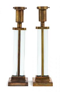 * Gilbert Rohde (American 1894-1944), THE MUTUAL SUNSET LIGHTING CO., a pair of table lamps, model no. 3984, with modern shad