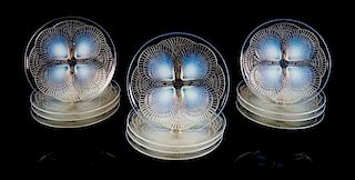 Rene Lalique, (French, 1860-1945), a set of 12 Coquilles dinner plates, no. 3011