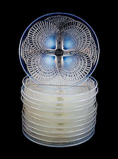 Rene Lalique, (French, 1860-1945), a set of 12 Coquilles salad plates, no. 3013