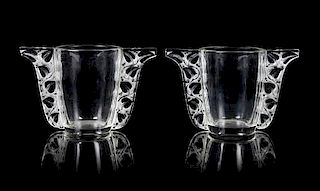 Rene Lalique, (French, 1860-1945), a pair of Honfleur vases, model no. 994