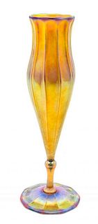 * Tiffany Studios, EARLY 20TH CENTURY, Favrile glass vase, of floraform in gold iridescence