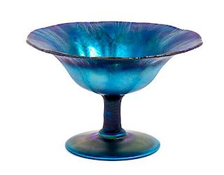 Tiffany Studios, EARLY 20TH CENTURY, a blue Favrile glass compote