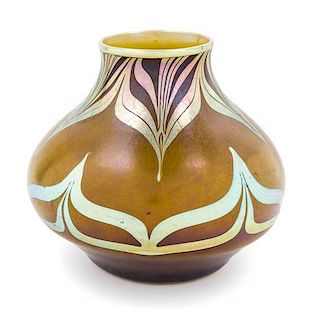 * Trevaise, USA, EARLY 20TH CENTURY, a glass vase, with pulled feather decoration