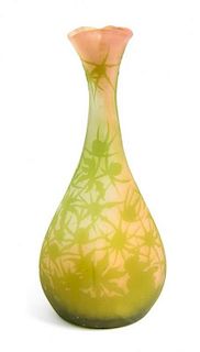 Emile Galle, (French, 1846-1904), a cameo glass Thistle vase