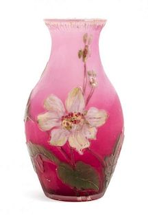 * Burgun & Schverer, EARLY 20TH CENTURY, a cameo glass vase, of ovoid form with floral decoration