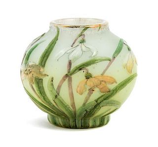 * Burgun & Schverer, EARLY 20TH CENTURY, a cameo glass vase, of round form with floral decoration