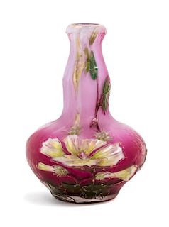 * Burgun & Schverer, EARLY 20TH CENTURY, a cameo glass vase, of bottle form with floral decoration