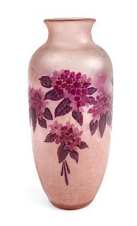 Legras, FRANCE, CIRCA 1920s, a cameo glass vase with floral decoration