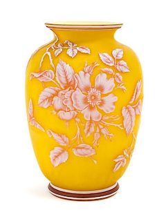 * Thomas Webb & Sons, LATE 19TH CENTURY, a cameo glass vase, of ovoid form with floral and butterfly decoration