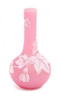 * Thomas Webb & Sons, LATE 19TH CENTURY, a cameo glass vase, of bottle form with flower and leaf decoration