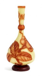 * Stevens & Williams, LATE 19TH CENTURY, a cameo glass vase, of bottle form with floral decoration and ringed neck