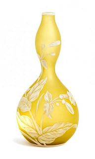 * Stevens & Williams, LATE 19TH CENTURY, a cameo glass vase, of double gourd form with floral decoration
