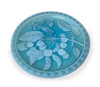 * English, LATE 19TH CENTURY, a cameo glass plate, of circular form decorated with cherry branches