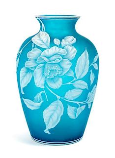 * English, LATE 19TH CENTURY, a cameo glass vase, of ovoid form with floral and butterfly decoration