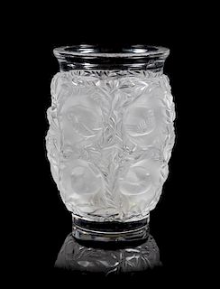 Lalique, a Bagatelle pattern molded and frosted glass vase