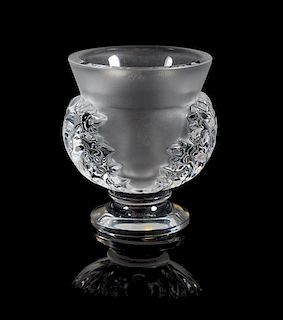 Lalique, a St. Cloud pattern molded and frosted glass vase