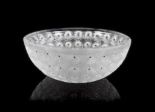 * Lalique, an Anemone pattern molded and frosted glass bowl