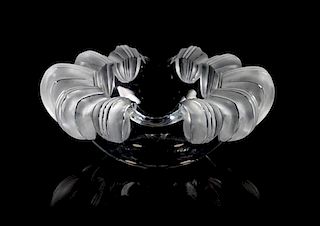 Lalique, an Athena pattern molded and frosted glass ash receiver
