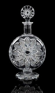 Baccarat, a cut glass decanter, the stopper and body cut similar star patterns