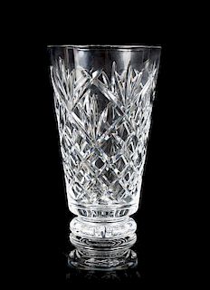 Waterford, a cut glass vase, of tapering footed form