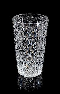 Waterford, a cut glass vase, of tapering form