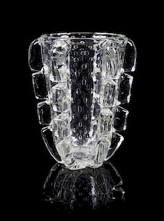 * A Mid Century Italian Glass Vase Height 13 3/4 inches