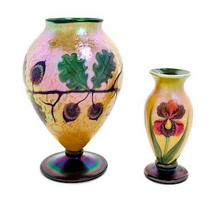 * Orient & Flume, CHICO, CA, a group of two glass vases, the smaller by Gregg Held, the larger by Ed Alexander and David Smal