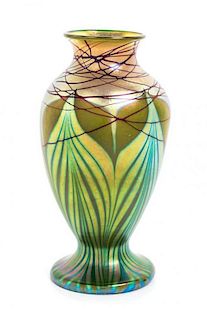 * Orient & Flume, CHICO, CA 1978, an iridescent glass vase
