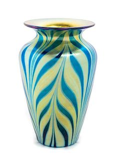 * Lundberg Studios, DAVENPORT, CA, 1999, an iridescent glass vase