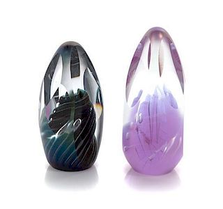 * Brian Maytum, BOULDER, CO., 1987, a group of two glass paperweights