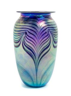* Robert Eickholt, COLUMBUS, OHIO, 1989, an iridescent glass vase