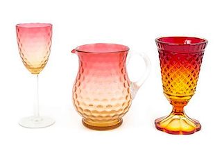 Three Amberina Glass Articles Height of tallest 8 3/4 inches