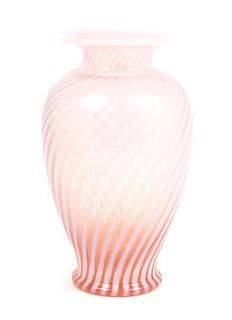 An Opalescent Twist Decorated Glass Vase Height 12 inches