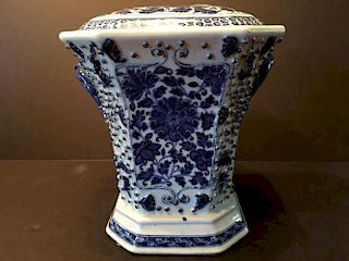 ANTIQUE Chinese Blue and White Bough Pot, mid  19th C.