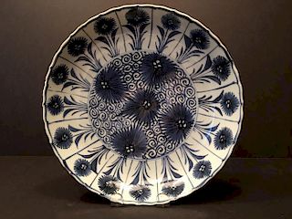 ANTIQUE Chinese Blue and white Plate "Astor Pattern", Kangxi period, 105/8"