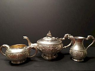 Old Indian Silver Tea Sets, Krishnianh Chetty and Sons, Ca 1900