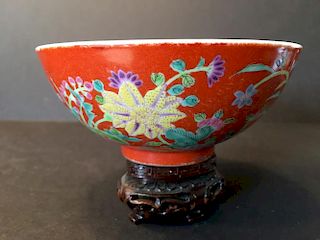 ANTIQUE Important  ChineseFamille Rose Flower Bowl, Yongzheng mark and period. 11 cm diameter, 4.6 cm high. Age wear inside a