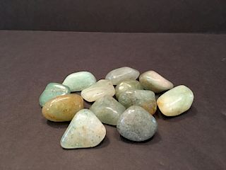 Fine Chinese Green Jade (Feicui) Stones (12 pieces), 168 grams